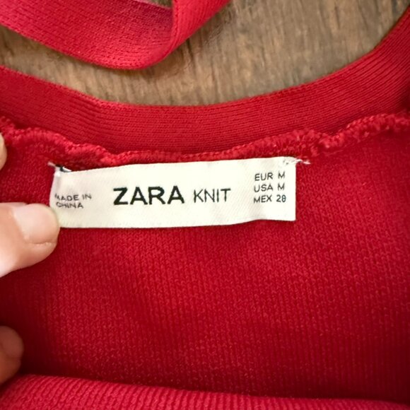 ZARA Knit Red V-Neck Bandage Fitted Thin Strap Tank Top - Size Medium - Y2K - Picture 3 of 6